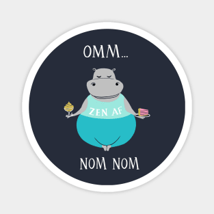 Omm... Nom Nom - cute funny yoga hippo Magnet